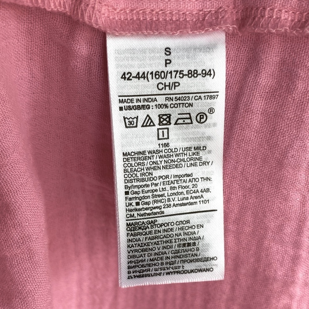 GAP Mini Dress Crinkle Gauze Puff Short Sleeve Tiered Pink Women Size S - Picture 12 of 12